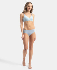 Wirefree Non Padded Super Combed Cotton Elastane Stretch Medium Coverage Everyday Bra with Concealed Shaper Panel - Angel Falls