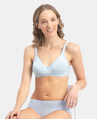 Wirefree Non Padded Super Combed Cotton Elastane Stretch Medium Coverage Everyday Bra with Concealed Shaper Panel - Angel Falls