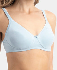 Wirefree Non Padded Super Combed Cotton Elastane Stretch Medium Coverage Everyday Bra with Concealed Shaper Panel - Angel Falls