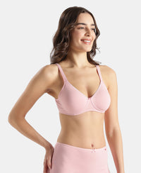 Wirefree Non Padded Super Combed Cotton Elastane Stretch Medium Coverage Everyday Bra with Concealed Shaper Panel - Crush N Blush