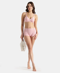 Wirefree Non Padded Super Combed Cotton Elastane Stretch Medium Coverage Everyday Bra with Concealed Shaper Panel - Crush N Blush