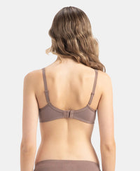 Wirefree Non Padded Super Combed Cotton Elastane Stretch Medium Coverage Everyday Bra with Concealed Shaper Panel - Deep Taupe