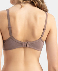 Wirefree Non Padded Super Combed Cotton Elastane Stretch Medium Coverage Everyday Bra with Concealed Shaper Panel - Deep Taupe