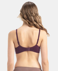 Wirefree Non Padded Super Combed Cotton Elastane Stretch Medium Coverage Everyday Bra with Concealed Shaper Panel - Potent Purple