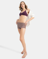 Wirefree Non Padded Super Combed Cotton Elastane Stretch Medium Coverage Everyday Bra with Concealed Shaper Panel - Potent Purple