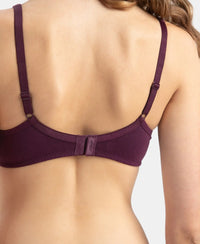 Wirefree Non Padded Super Combed Cotton Elastane Stretch Medium Coverage Everyday Bra with Concealed Shaper Panel - Potent Purple