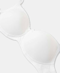 Pack of 2 Wirefree Non Padded Super Combed Cotton Elastane Stretch Medium Coverage Everyday Bra with Concealed Shaper Panel - White & Skin