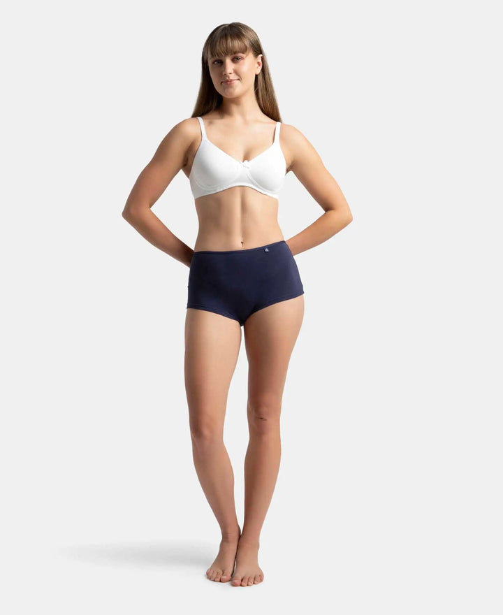 Pack of 2 Wirefree Non Padded Super Combed Cotton Elastane Stretch Medium Coverage Everyday Bra with Concealed Shaper Panel - White & Skin