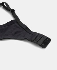 Wirefree Padded Super Combed Cotton Elastane Stretch Medium Coverage T-Shirt Bra with Lace Styling - Black