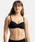 Wirefree Padded Super Combed Cotton Elastane Stretch Medium Coverage T-Shirt Bra with Lace Styling - Black