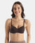 Wirefree Padded Super Combed Cotton Elastane Stretch Medium Coverage Tshirt Bra with Lace Styling - Coffee