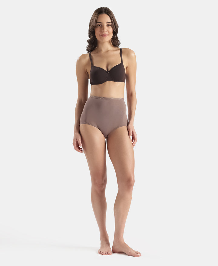 Wirefree Padded Super Combed Cotton Elastane Stretch Medium Coverage Tshirt Bra with Lace Styling - Coffee