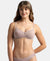 Wirefree Padded Super Combed Cotton Elastane Stretch Medium Coverage T-Shirt Bra with Lace Styling - Mocha