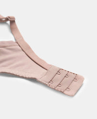 Wirefree Padded Super Combed Cotton Elastane Stretch Medium Coverage T-Shirt Bra with Lace Styling - Mocha