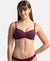 Wirefree Padded Super Combed Cotton Elastane Stretch Medium Coverage T-Shirt Bra with Lace Styling - Prune