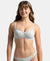 Wirefree Padded Super Combed Cotton Elastane Stretch Medium Coverage T-Shirt Bra with Lace Styling - Steel Grey Melange