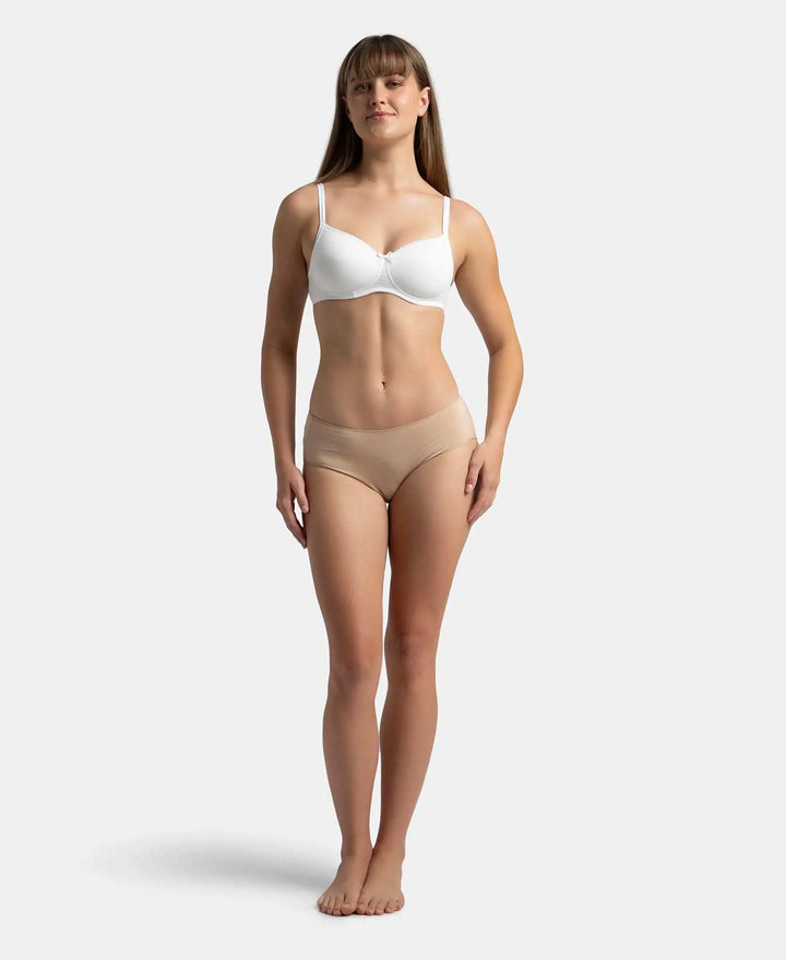 Wirefree Padded Super Combed Cotton Elastane Stretch Medium Coverage T-Shirt Bra with Lace Styling - White