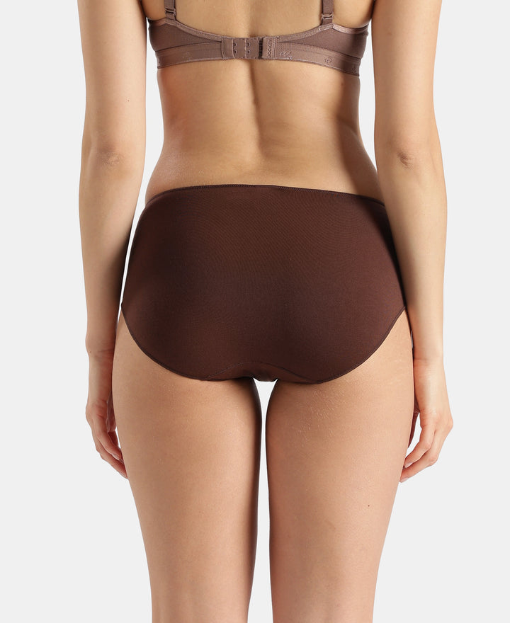 High Coverage Micro Modal Elastane Stretch Hipster with Ultrasoft Concealed Waistband - Chicory Coffee & White (Pack of 2)