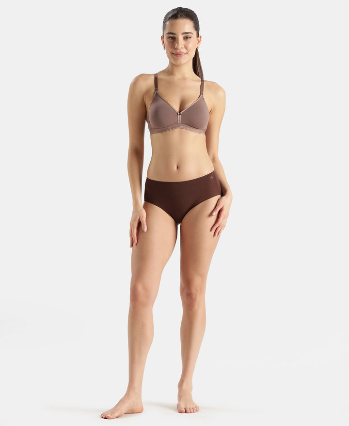 High Coverage Micro Modal Elastane Stretch Hipster with Ultrasoft Concealed Waistband - Chicory Coffee & White (Pack of 2)