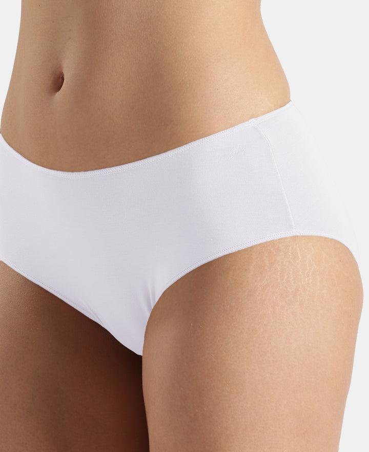 High Coverage Micro Modal Elastane Stretch Hipster with Ultrasoft Concealed Waistband - Chicory Coffee & White (Pack of 2)