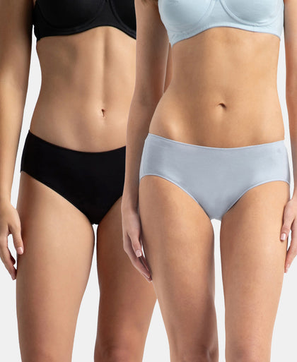 High Coverage Micro Modal Elastane Stretch Hipster With Ultrasoft Concealed Waistband - Kentucky Blue & Black (Pack of 2)