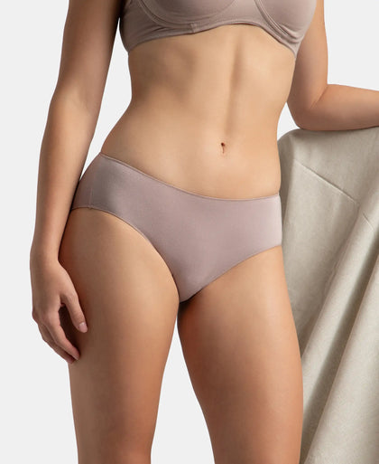 High Coverage Micro Modal Elastane Stretch Hipster With Ultrasoft Concealed Waistband - Mocha & Anemone (Pack of 2)