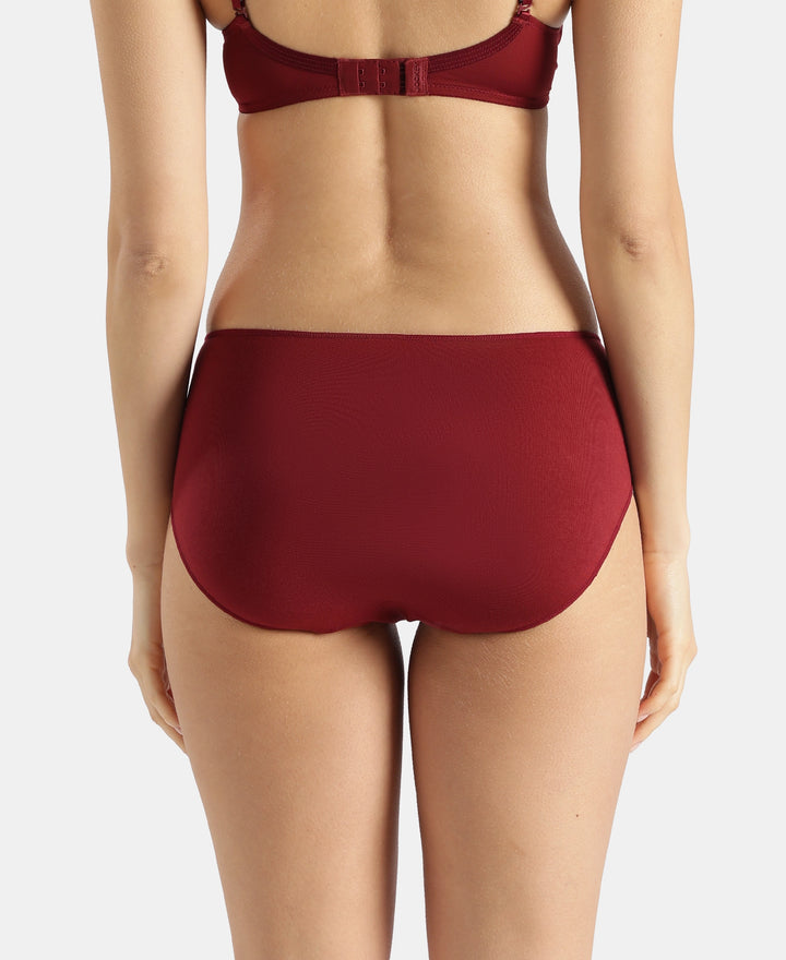 High Coverage Micro Modal Elastane Stretch Hipster With Ultrasoft Concealed Waistband - Pomegranate