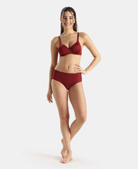 High Coverage Micro Modal Elastane Stretch Hipster With Ultrasoft Concealed Waistband - Pomegranate