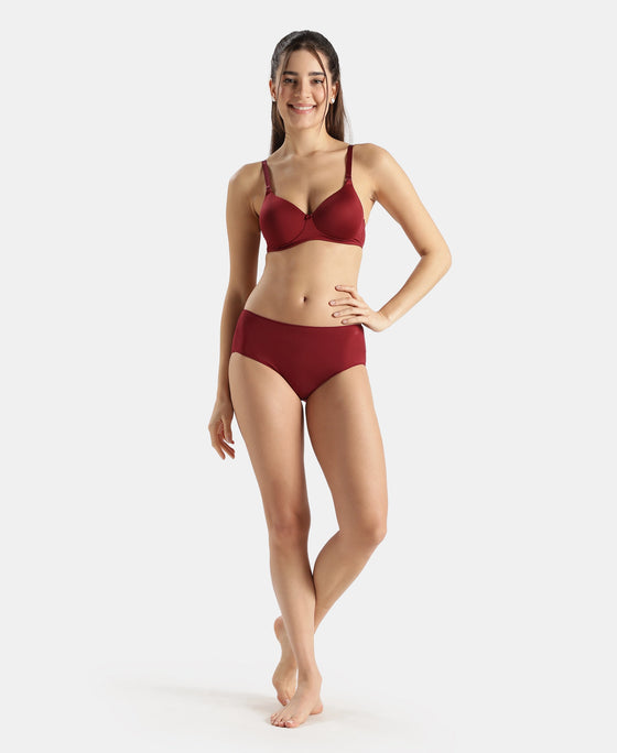 High Coverage Micro Modal Elastane Stretch Hipster With Ultrasoft Concealed Waistband - Pomegranate