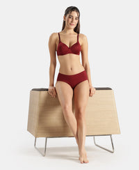 High Coverage Micro Modal Elastane Stretch Hipster With Ultrasoft Concealed Waistband - Pomegranate