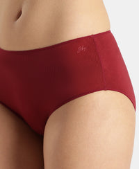 High Coverage Micro Modal Elastane Stretch Hipster With Ultrasoft Concealed Waistband - Pomegranate
