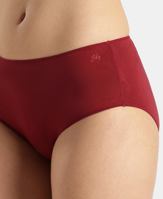 High Coverage Micro Modal Elastane Stretch Hipster With Ultrasoft Concealed Waistband - Pomegranate