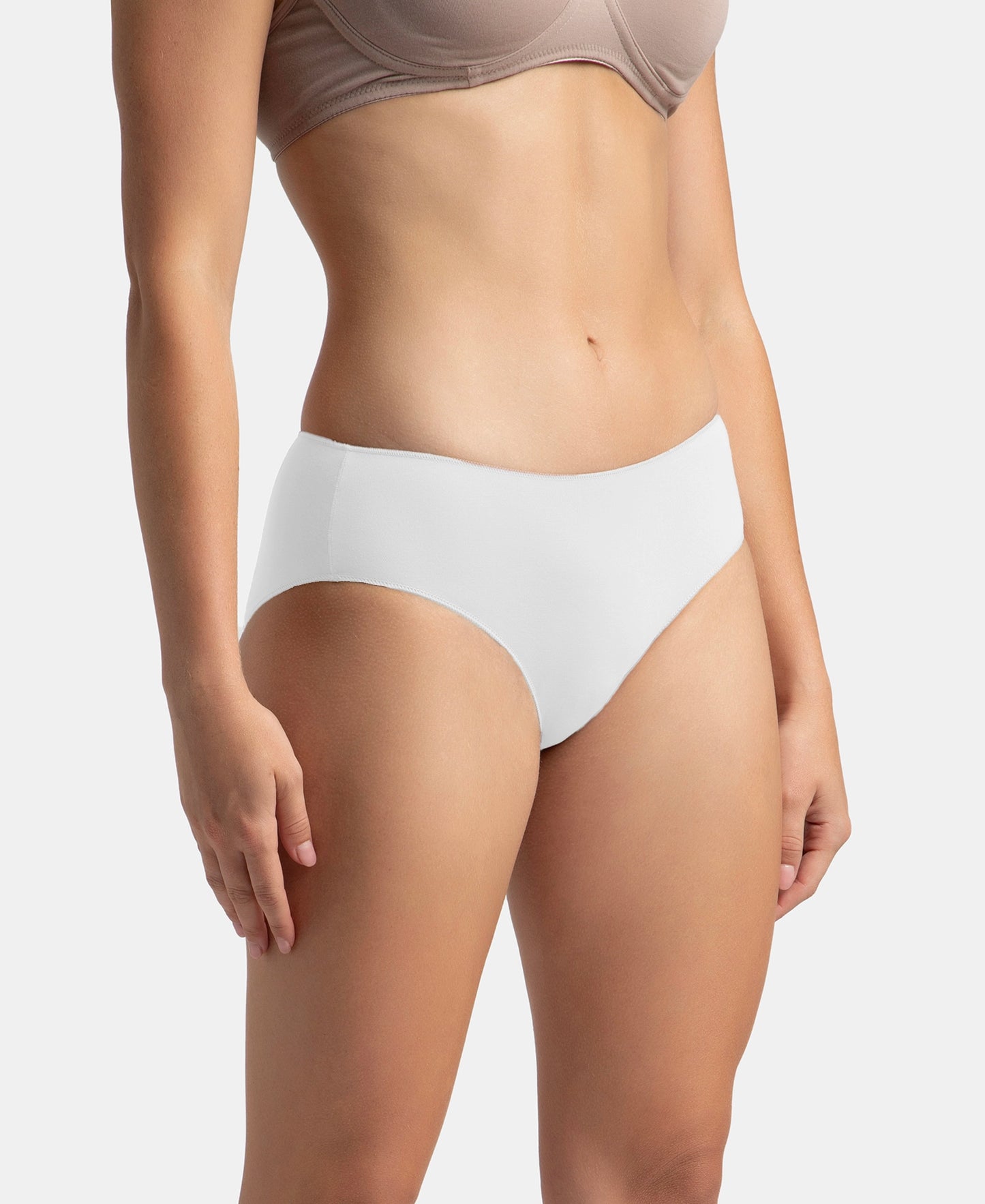 High Coverage Micro Modal Elastane Stretch Hipster With Ultrasoft Concealed Waistband - White