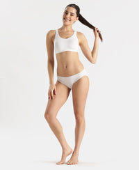 Medium Coverage Micro Modal Elastane Stretch Bikini With Concealed Waistband and StayFresh Treatment - Chicory Coffee & White (Pack of 2)