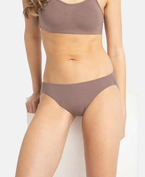 Medium Coverage Micro Modal Elastane Stretch Bikini With Concealed Waistband and StayFresh Treatment - Cashmere Rose & Deep Taupe (Pack of 2)