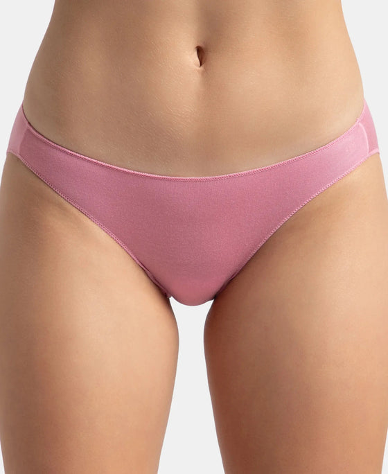 Medium Coverage Micro Modal Elastane Stretch Bikini With Concealed Waistband and StayFresh Treatment - Cashmere Rose & Deep Taupe (Pack of 2)
