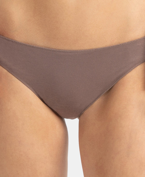 Medium Coverage Micro Modal Elastane Stretch Bikini With Concealed Waistband and StayFresh Treatment - Cashmere Rose & Deep Taupe (Pack of 2)