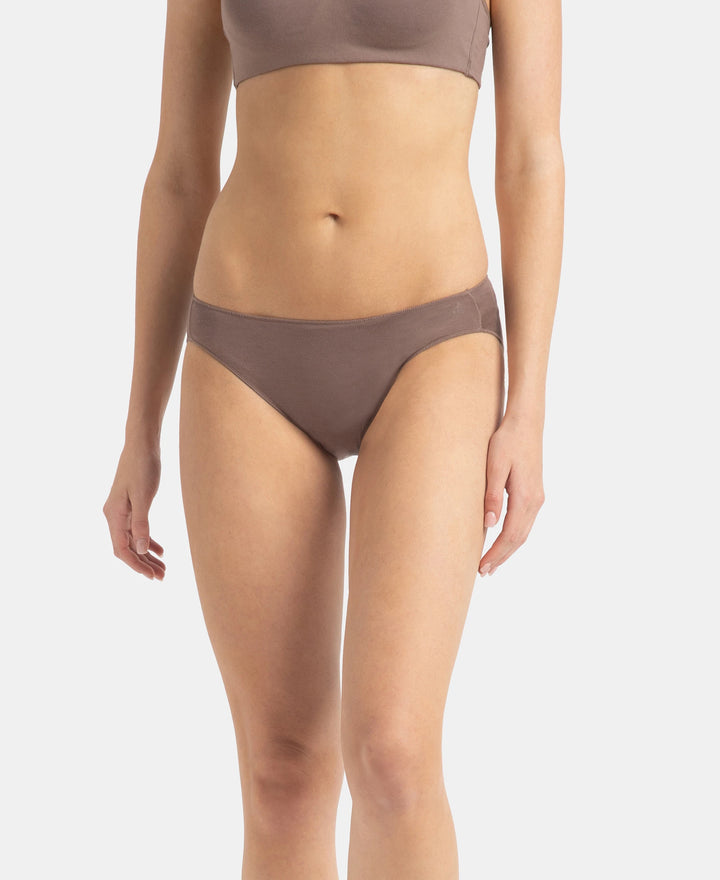 Medium Coverage Micro Modal Elastane Stretch Bikini With Concealed Waistband and StayFresh Treatment - Cashmere Rose & Deep Taupe (Pack of 2)