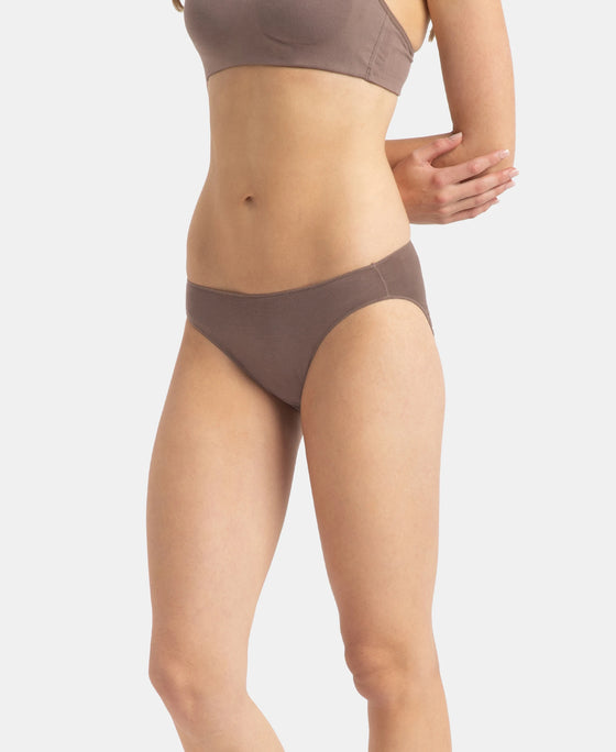 Medium Coverage Micro Modal Elastane Stretch Bikini With Concealed Waistband and StayFresh Treatment - Cashmere Rose & Deep Taupe (Pack of 2)