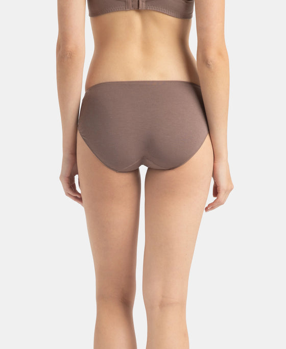 Medium Coverage Micro Modal Elastane Stretch Bikini With Concealed Waistband and StayFresh Treatment - Cashmere Rose & Deep Taupe (Pack of 2)