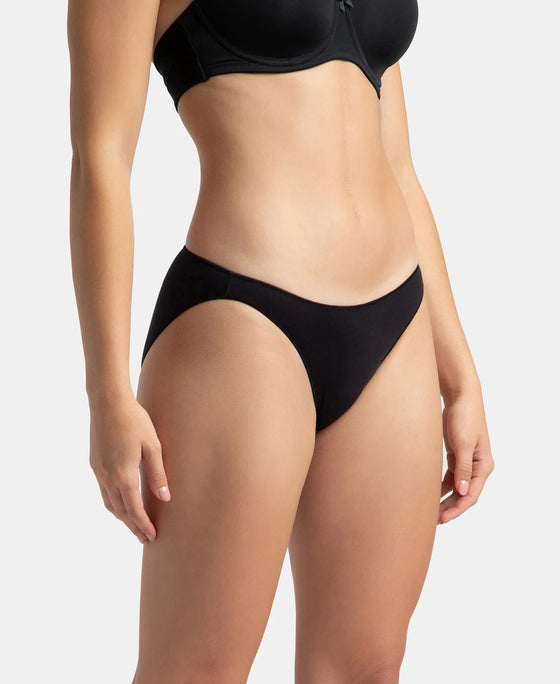 Medium Coverage Micro Modal Elastane Stretch Bikini With Concealed Waistband and StayFresh Treatment - Kentucky Blue & Black (Pack of 2)