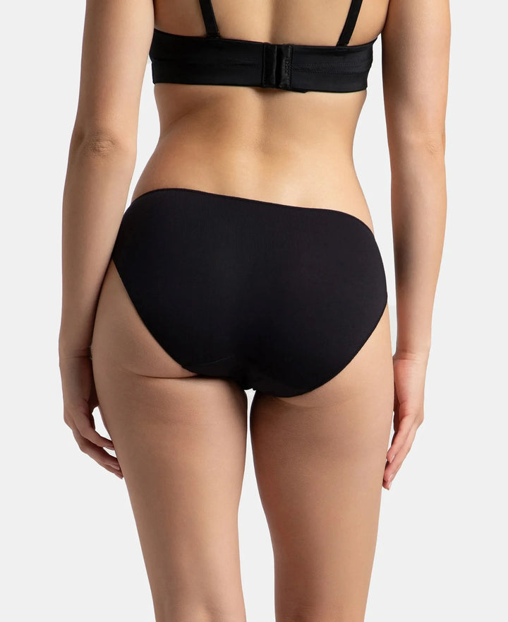 Medium Coverage Micro Modal Elastane Stretch Bikini With Concealed Waistband and StayFresh Treatment - Kentucky Blue & Black (Pack of 2)