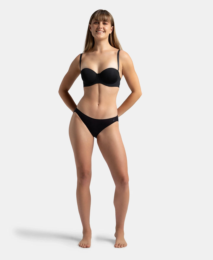 Medium Coverage Micro Modal Elastane Stretch Bikini With Concealed Waistband and StayFresh Treatment - Kentucky Blue & Black (Pack of 2)