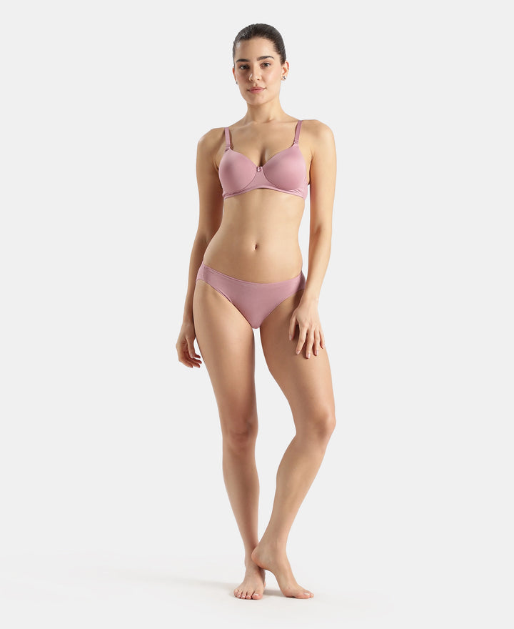 Medium Coverage Micro Modal Elastane Stretch Bikini With Concealed Waistband and StayFresh Treatment - Lilas