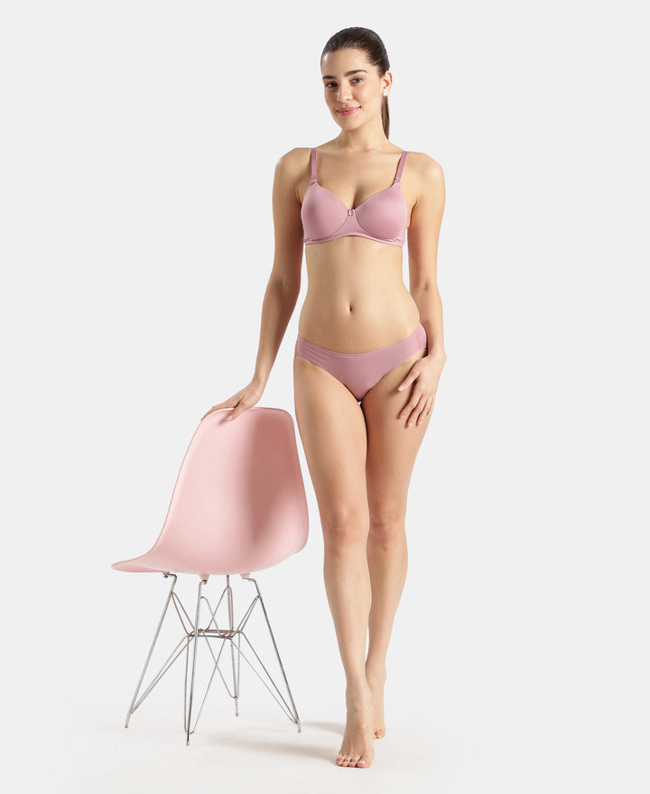 Medium Coverage Micro Modal Elastane Stretch Bikini With Concealed Waistband and StayFresh Treatment - Lilas