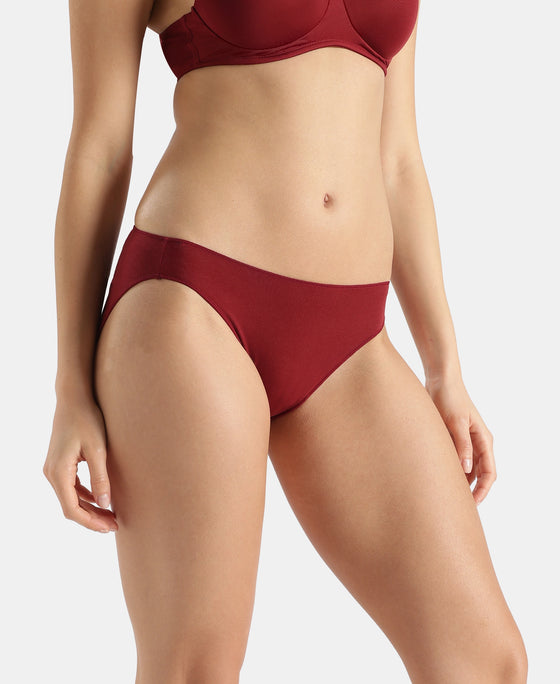 Medium Coverage Micro Modal Elastane Stretch Bikini With Concealed Waistband and StayFresh Treatment - Pomegranate