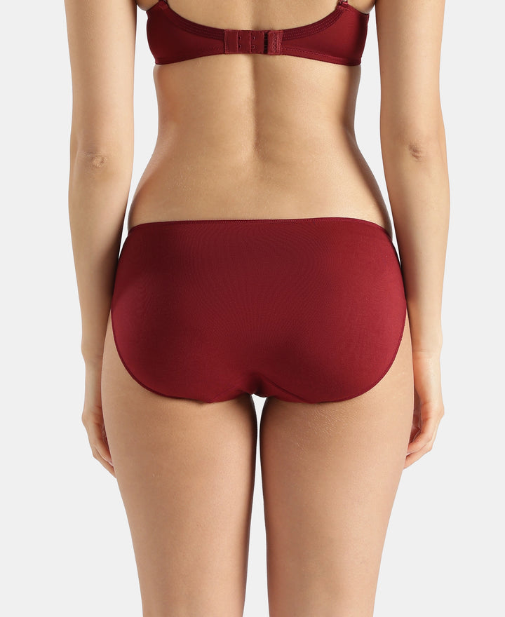 Medium Coverage Micro Modal Elastane Stretch Bikini With Concealed Waistband and StayFresh Treatment - Pomegranate