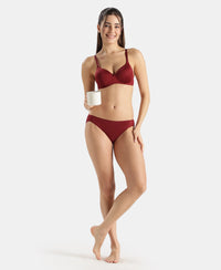 Medium Coverage Micro Modal Elastane Stretch Bikini With Concealed Waistband and StayFresh Treatment - Pomegranate