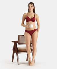 Medium Coverage Micro Modal Elastane Stretch Bikini With Concealed Waistband and StayFresh Treatment - Pomegranate