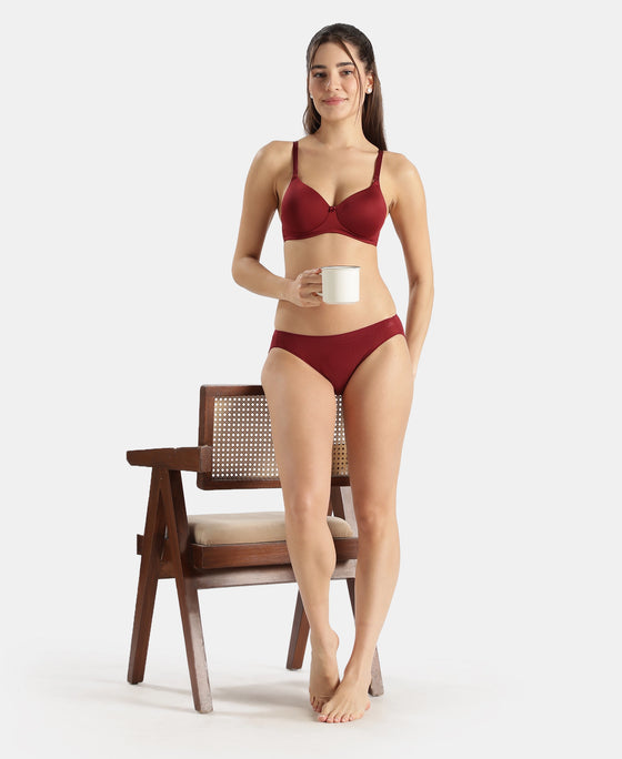 Medium Coverage Micro Modal Elastane Stretch Bikini With Concealed Waistband and StayFresh Treatment - Pomegranate